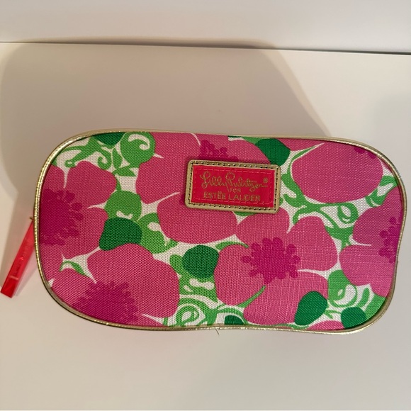 ❌SOLD❌Lilly Pulitzer For Estée Lauder Pink Floral Make Up Bag-Travel Case NEW - Picture 3 of 11